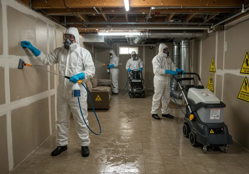 Basement Moisture Removal and Structural Drying process in Mulberry, IN